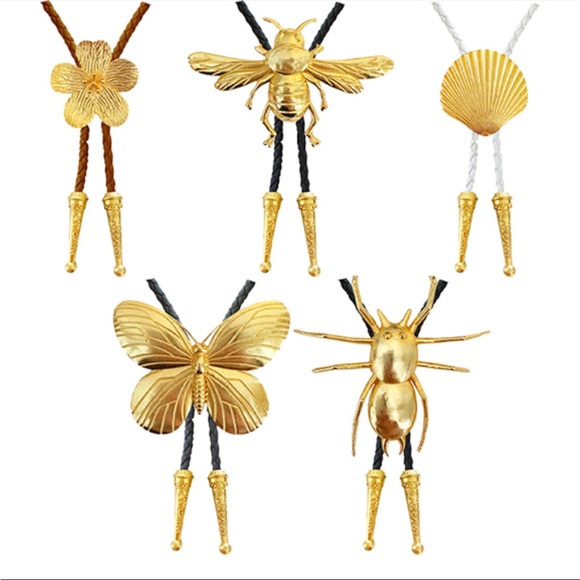 Gold Bumblebee Bolo Tie with Brown Cord - Picture 9 of 9